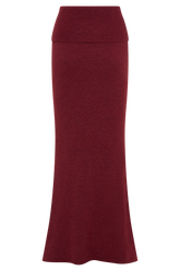 Charlotte Knit Maxi Skirt With Overlay - Merlot